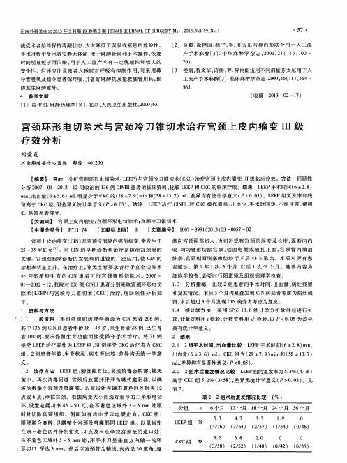 宫颈环形电切除术与宫颈冷刀锥切术治疗宫颈上皮内瘤变Ⅲ级疗效分析