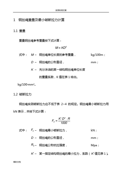 钢丝绳破断拉力全参数