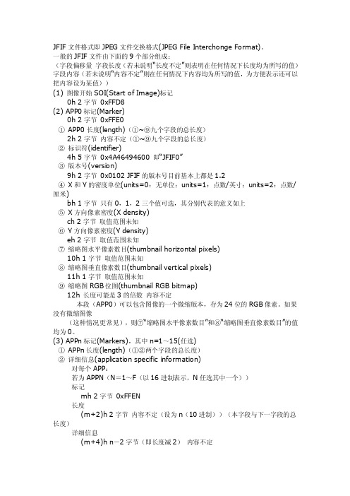 【精品】JFIF文件格式即JPEG文件交换格式（JPEG