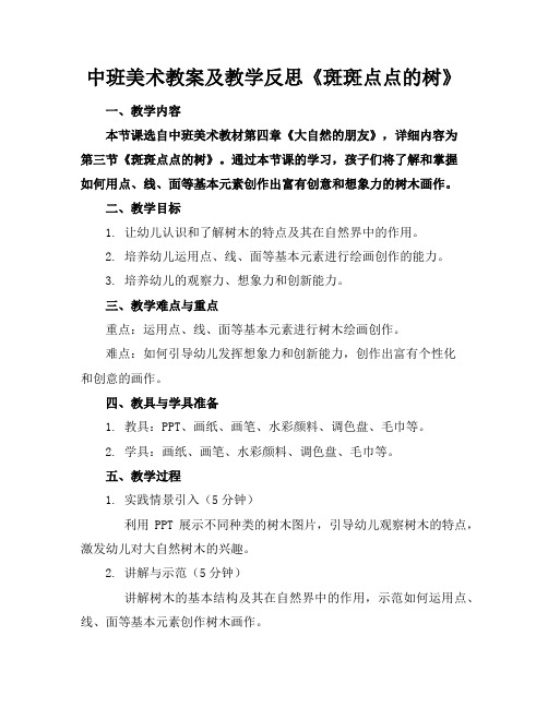 中班美术教案及教学反思《斑斑点点的树》