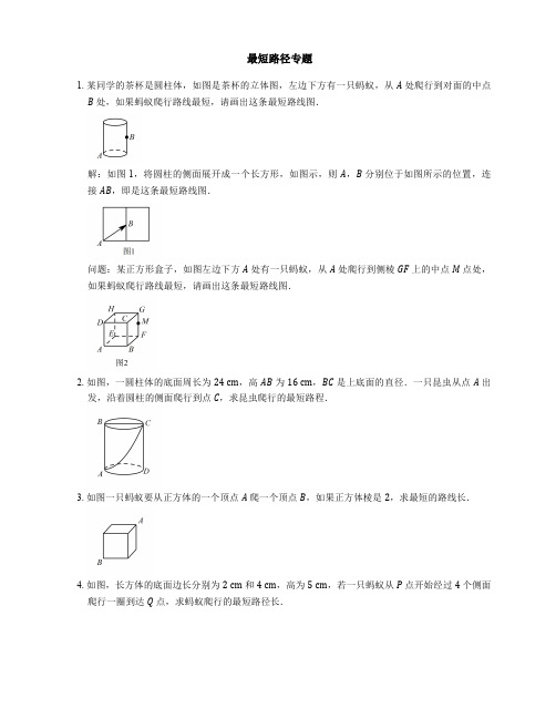 2018年中考数学专题复习 最短路径专题 PDF含答案