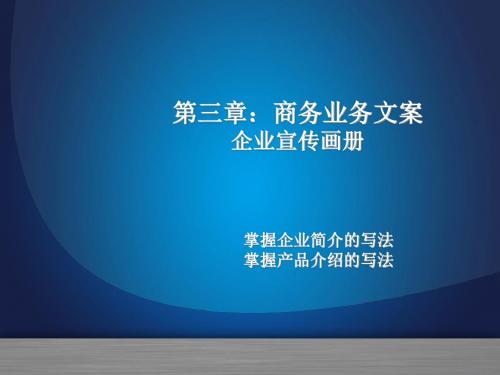 最新商务文案完美版电子教案-宣传画册