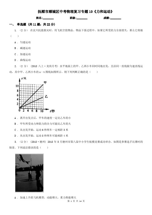 抚顺市顺城区中考物理复习专题10《力和运动》