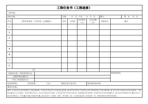 班组进度任务单