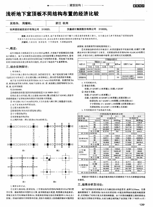 浅析地下室顶板不同结构布置的经济比较