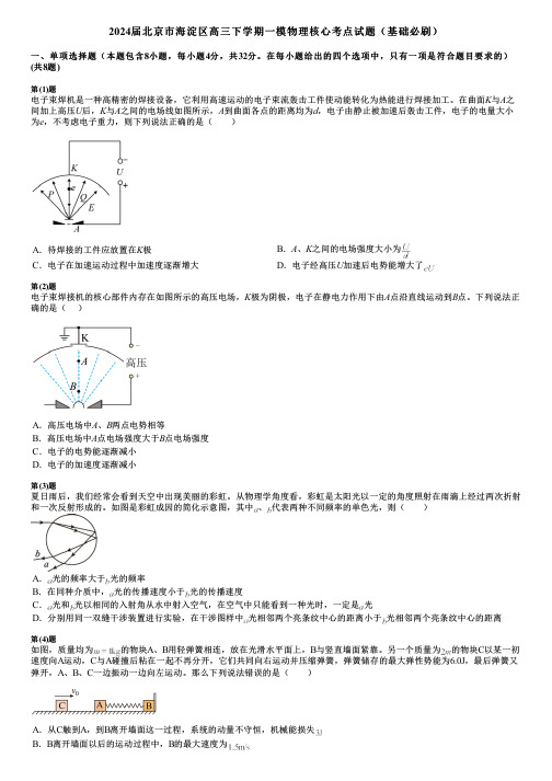 2024届北京市海淀区高三下学期一模物理核心考点试题(基础必刷)