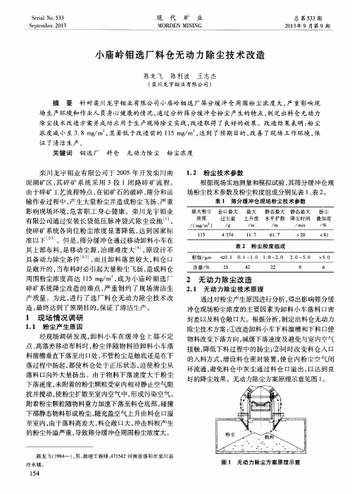 小庙岭钼选厂料仓无动力除尘技术改造