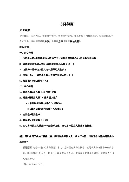 小学奥数之方阵问题—例题习题及含答案