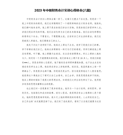 2023年中级财务会计实训心得体会(六篇)