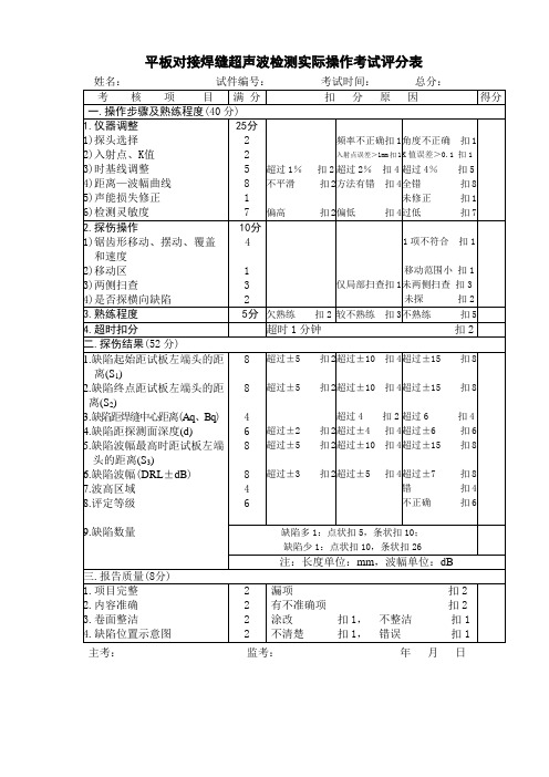 UT二级实操考试评分表0712