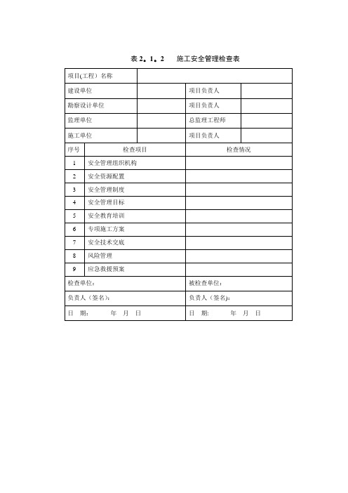 TB10304-2009表格(铁路隧道安全施工技术规范表格)