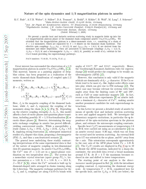 Nature of the spin dynamics and 13 magnetization plateau in azurite