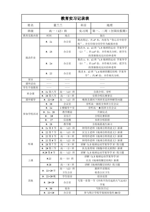 教育实习记录表