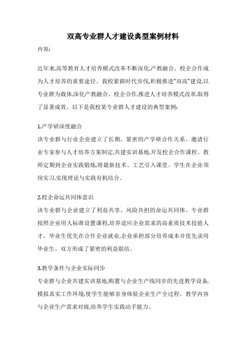 双高专业群人才建设典型案例材料