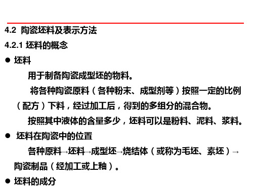 陶瓷工艺学：第4章 传统陶瓷的生产—陶瓷坯料及表示方法