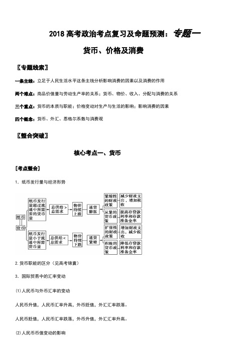 2018高考政治考点复习及命题预测：专题1 货币、价格及消费