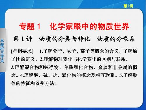 [名校联盟]浙江省温州市第十一中学高三化学《专题1 化学家眼中的物质世界》课件