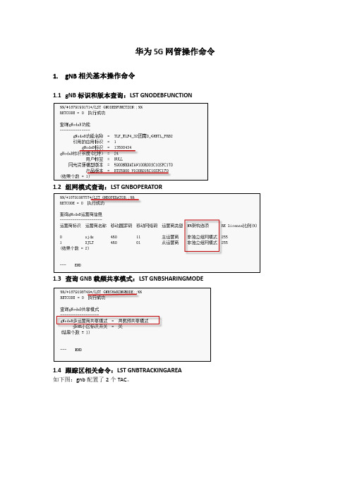 华为5G网管操作命令 - 培训专用