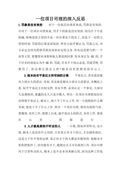 一位项目经理的深刻反思