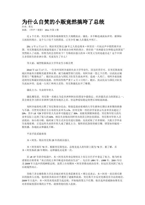 为什么自焚的小贩竟然搞垮了总统