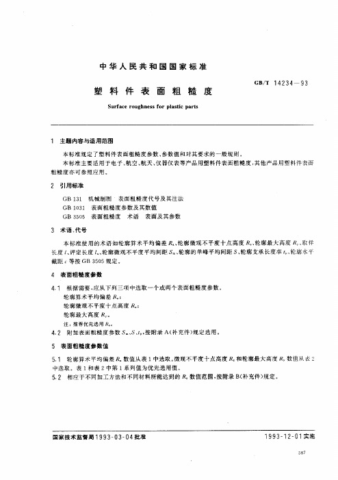 塑料件表面粗糙度