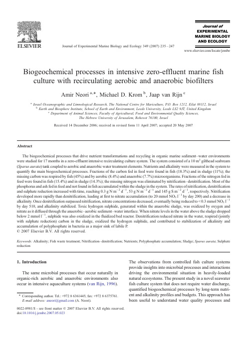 Biogeochemical processes in intensive zero-effluent