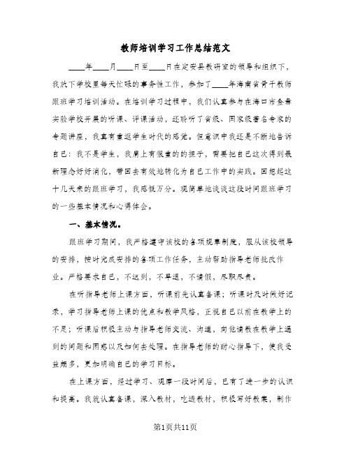 2024年教师培训学习工作总结范文（四篇）