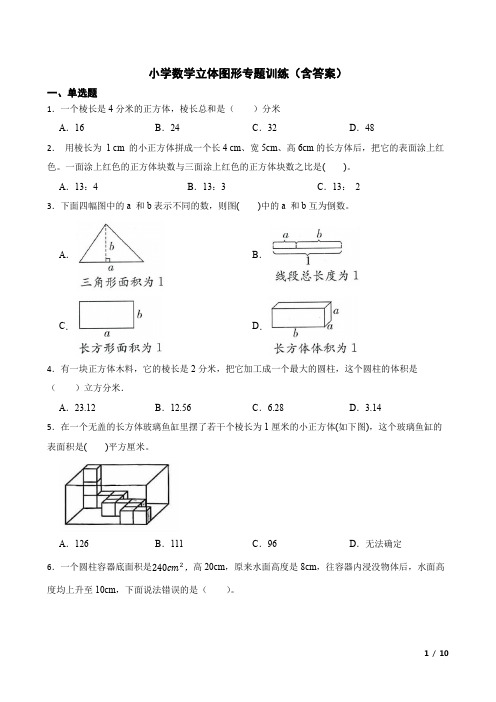 小学数学立体图形专题训练(含答案)