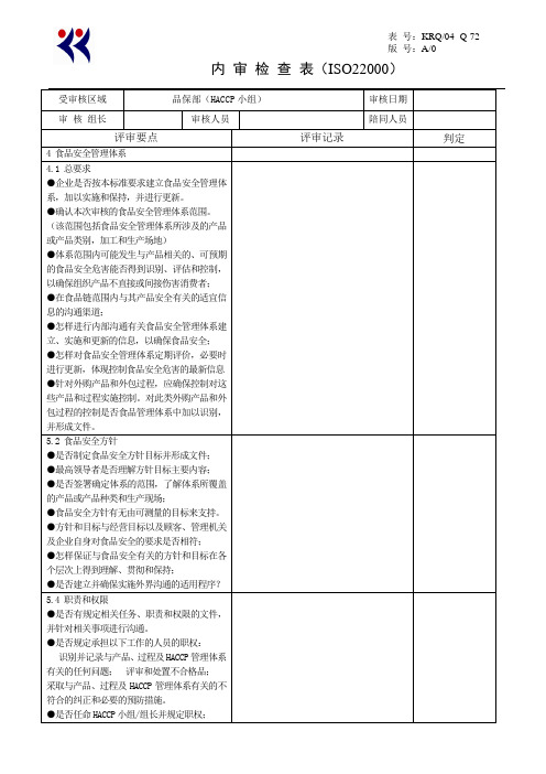07 品保部ISO22000检查表