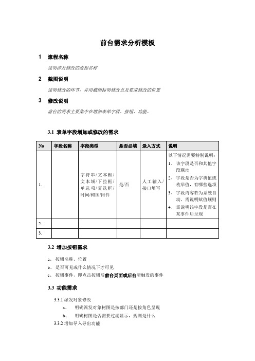 前台需求分析模板