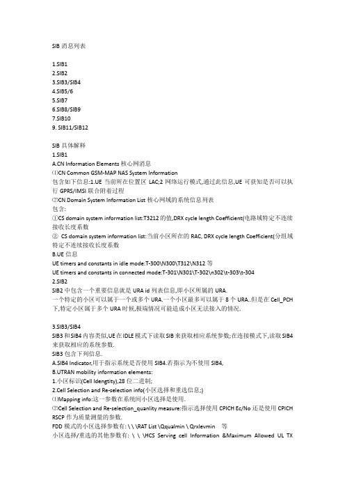 WCDMA系统SIB消息解释