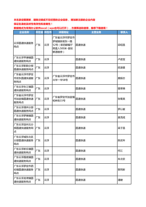 2020新版广东省云浮圆通快递工商企业公司名录名单黄页联系方式大全65家