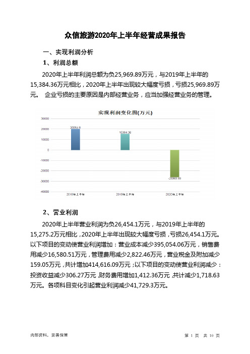 众信旅游2020年上半年经营成果报告