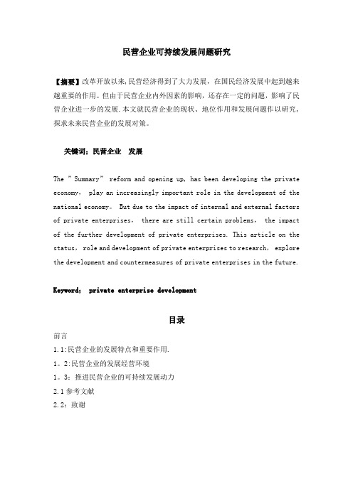 民营企业长期可持续发展资料Word文档