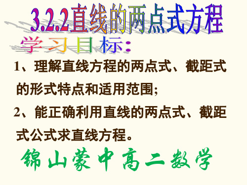 高中数学人教A版必修课件：直线的两点式方程