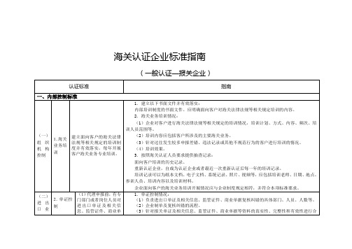 海关认证企业标准指南(一般认证-报关企业)