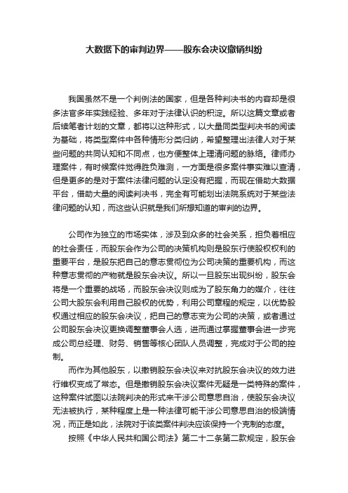 大数据下的审判边界——股东会决议撤销纠纷