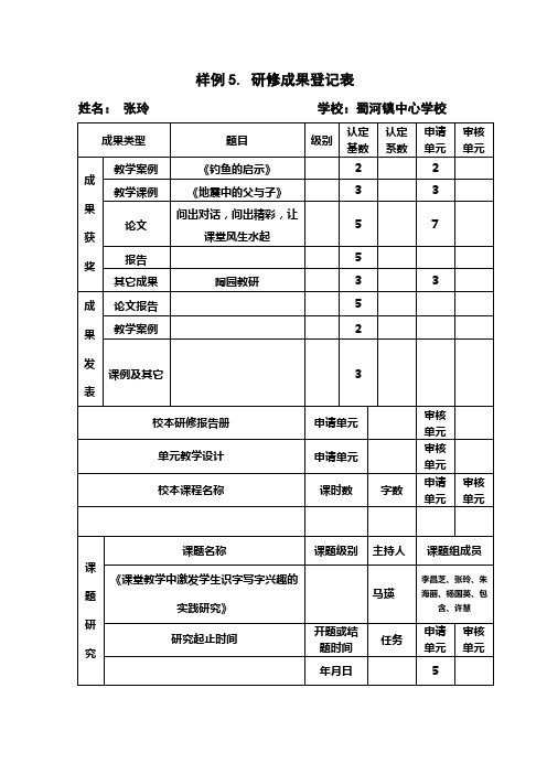 成果登记表