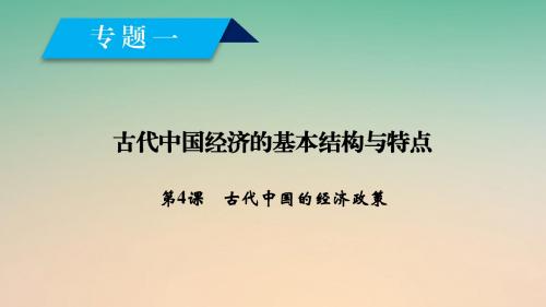 高中历史专题1古代中国经济的基本结构与特点第4课古代中国的经济政策课件人民版必修2