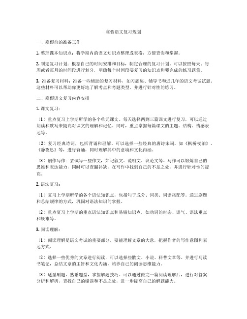 寒假语文复习规划