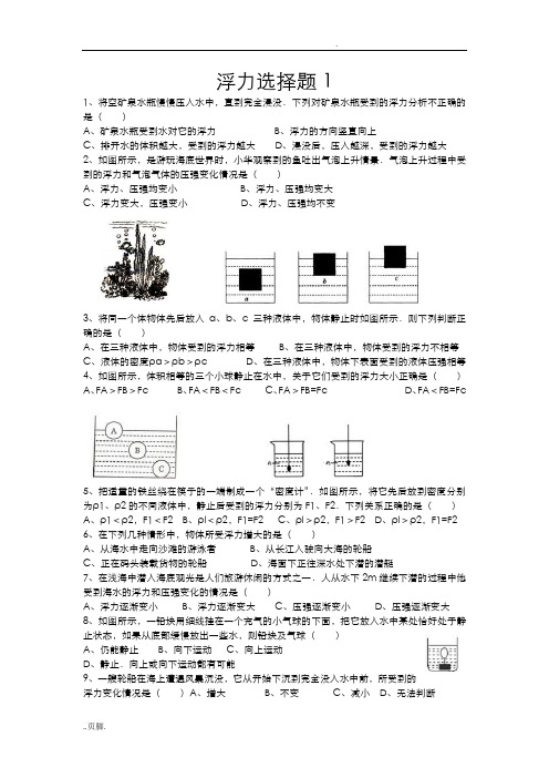 浮力经典题型归纳共5套