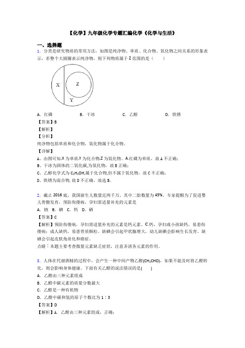 【化学】九年级化学专题汇编化学《化学与生活》