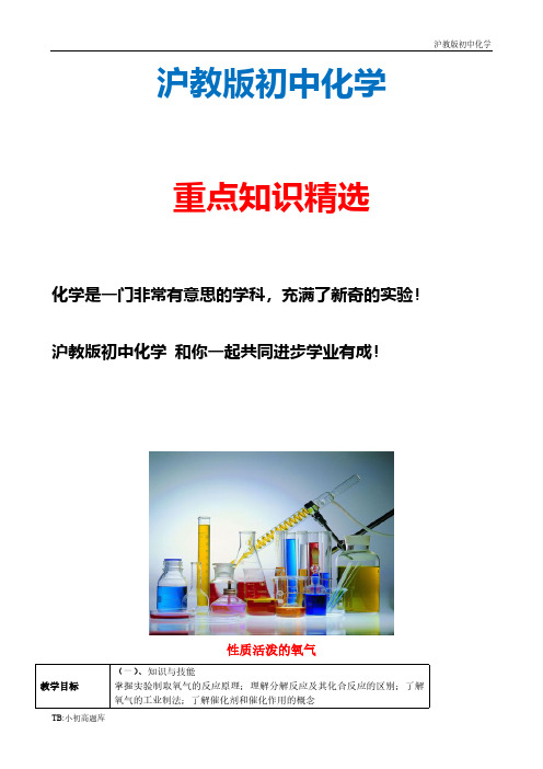 沪教科版初中化学九年级上册全册 2.1 性质活泼的氧气(第2课时)教案 