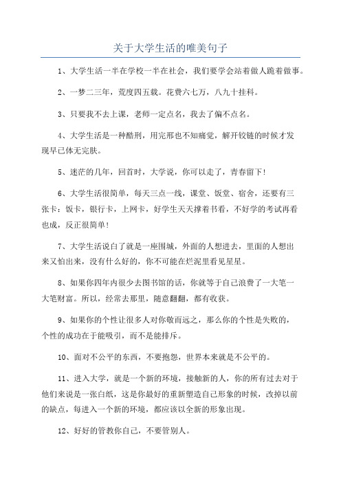 关于大学生活的唯美句子