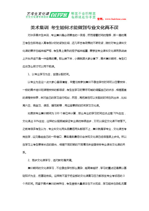 美术集训 考生如何才能做到专业文化两不误