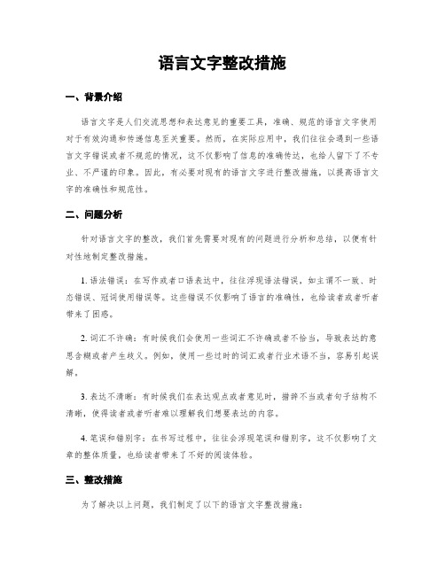 语言文字整改措施