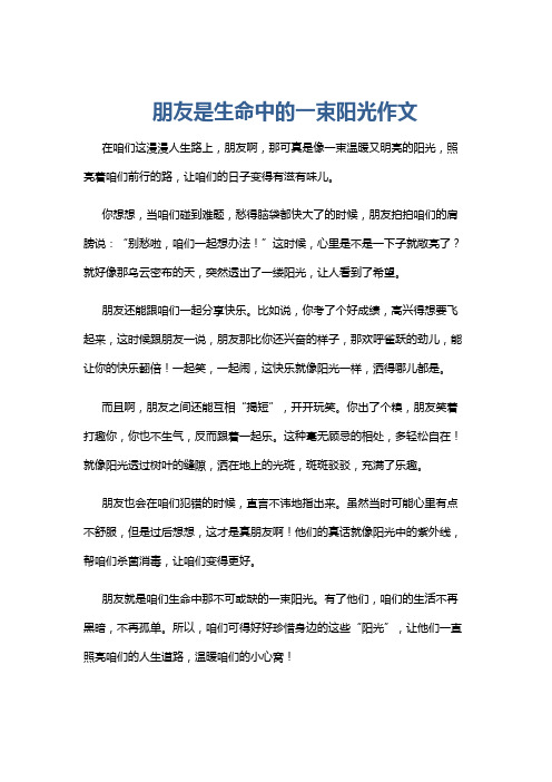 朋友是生命中的一束阳光作文