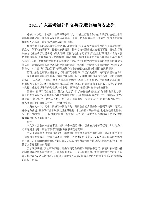 2021广东高考满分作文善行,我该如何安放你