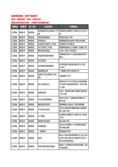 新版江西省南昌市南昌县美容美发企业公司商家户名录单联系方式地址大全637家