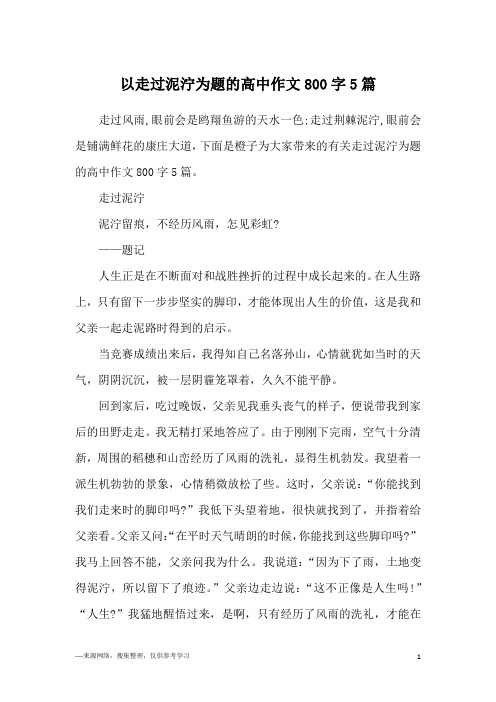 以走过泥泞为题的高中作文800字5篇